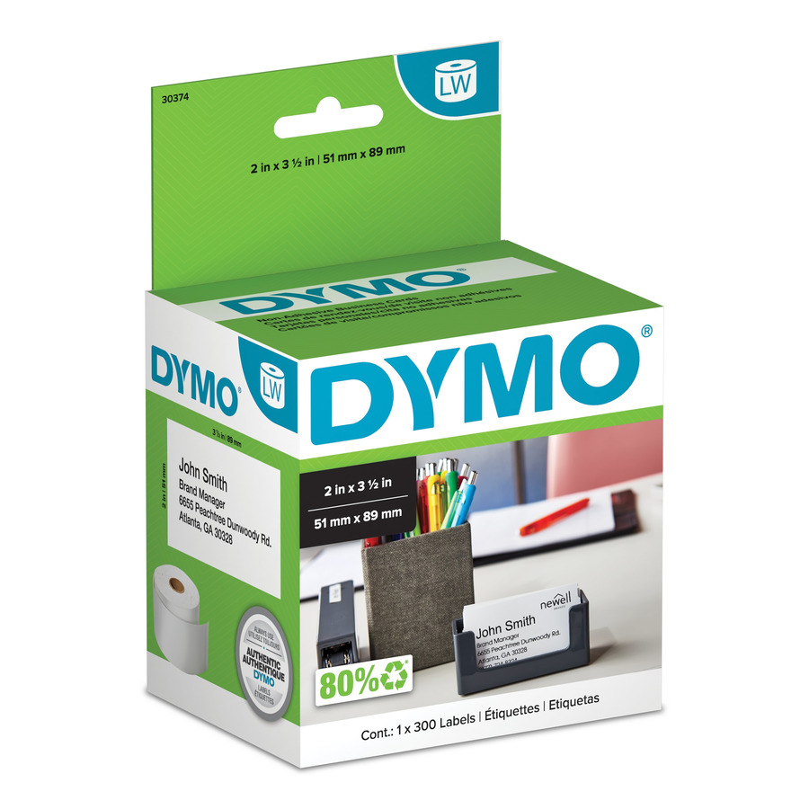 DYMO 30374 LabelWriter Business Cards, 2" x 3-1/2", 300/Ct