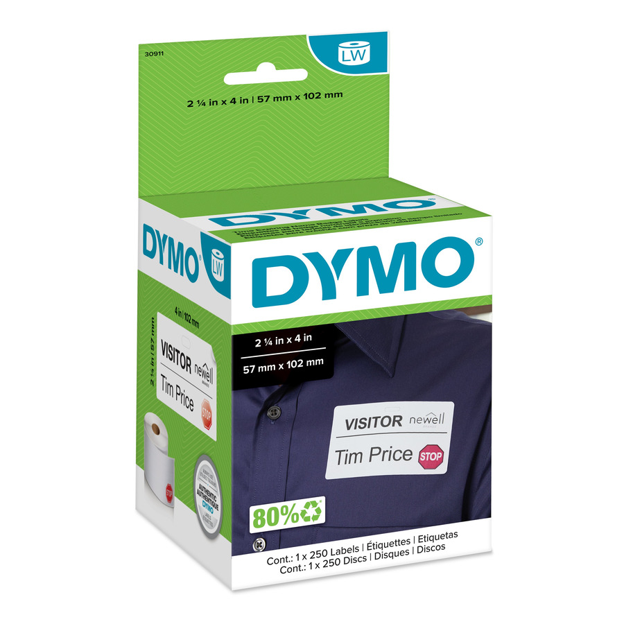 DYMO 30911 LabelWriter Labels, Time Expiring, White, with Red Stop Sign Disc, 2-1/4" x 4", 250/Ct