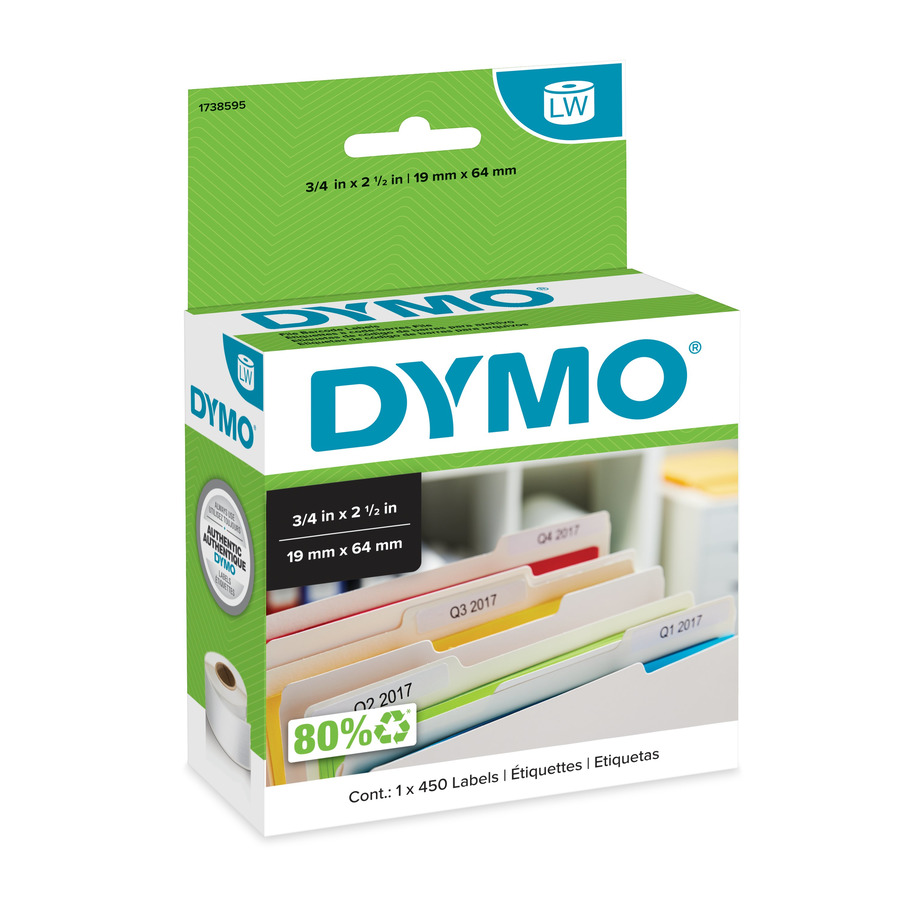 DYMO 1738595 LabelWriter File Barcode Labels, 3/4" x 2-1/2', White