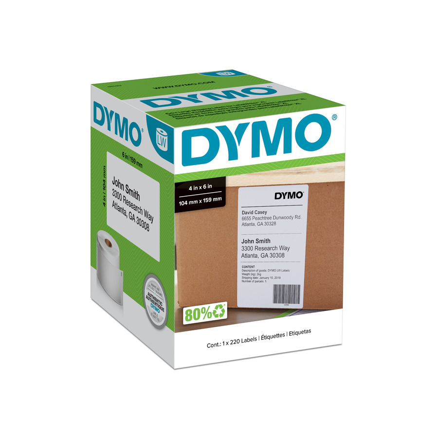 DYMO 1951462 LabelWriter 4XL Shipping Labels, Extra-Large, 4" x 6", White/Black Print, 220/Ct