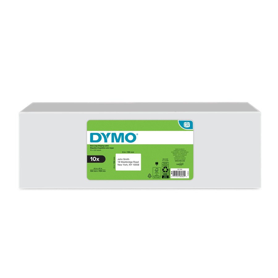 DYMO 2011999 LabelWriter 4XL Shipping Labels, Extra Large, 4" x 6" White, 220/Ct, 10/Pk