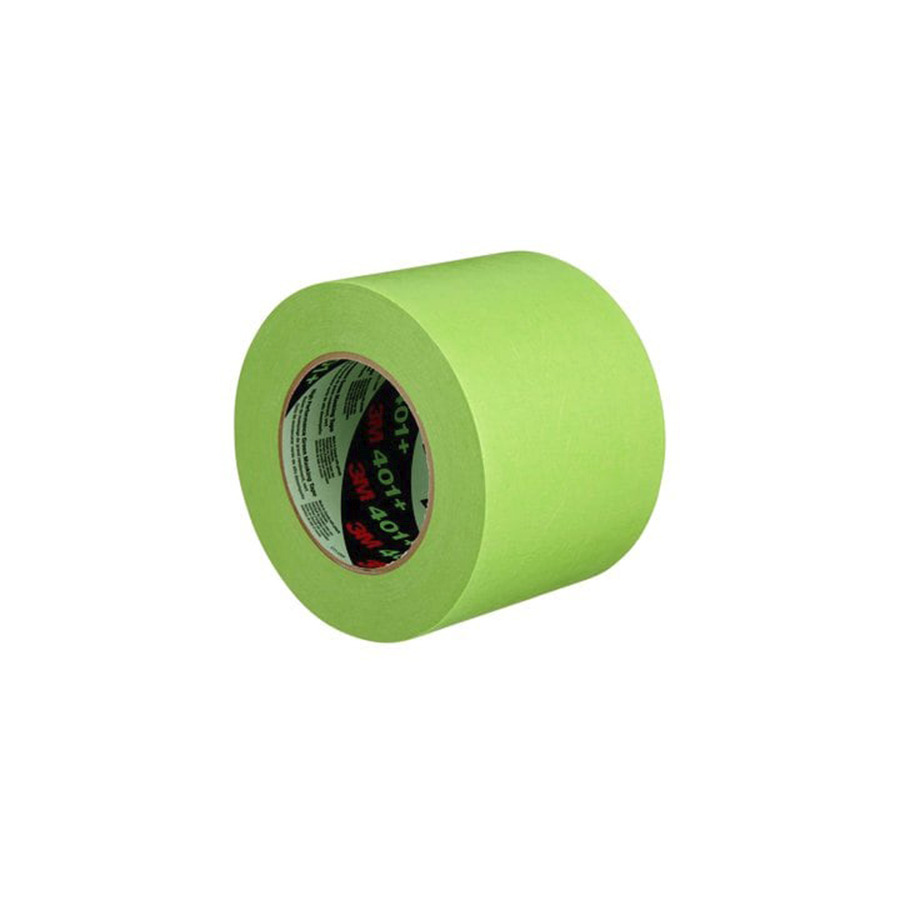 3M 7000124900 Masking Tape, 401 Plus, Natural Rubber, Green, 96mm x 55m, 6.7 mil, 8 Rolls/Case