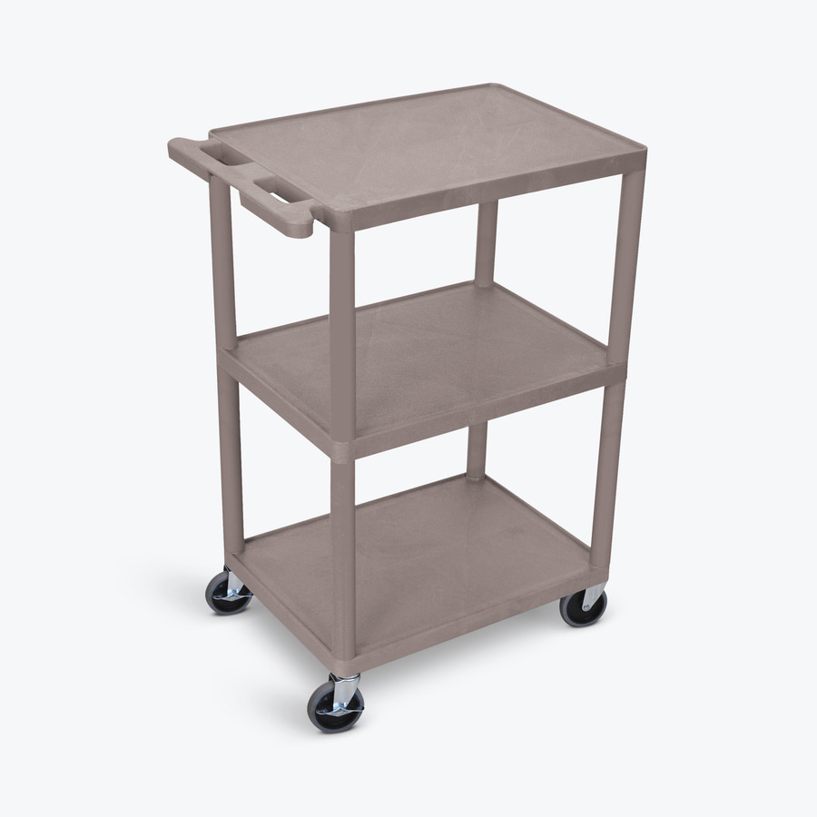 Luxor HE42-G Utility Cart, 3 Shelf, Structural Foam Plastic, 18" x 24" x 43", Gray