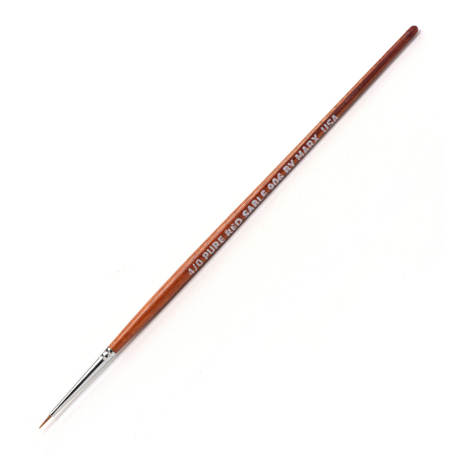 Gordon Brush 0906-00400 Artist Brush, Round, Anti-Static, Sable/Wood, Sz: #4/0, Trim: 0.236", OAL 7", 906 Series