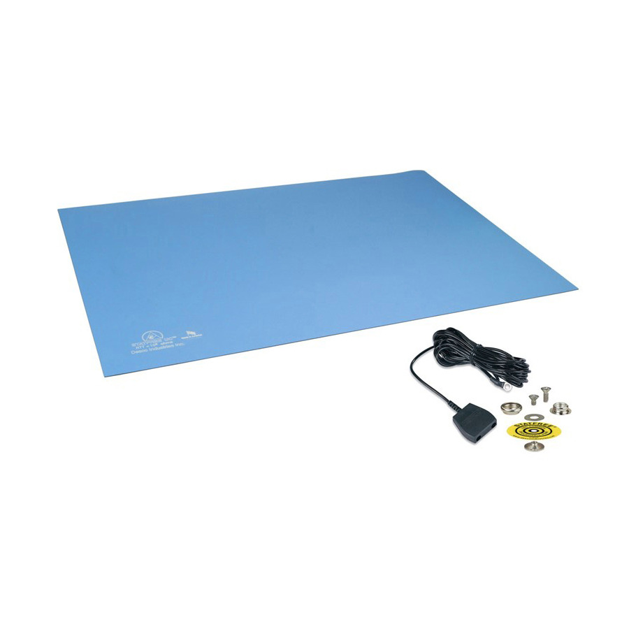 Desco 66327 Statfree UC2 Dissipative Dual Layer Rubber Mat, Sky Blue, .080" x 24" x 36"