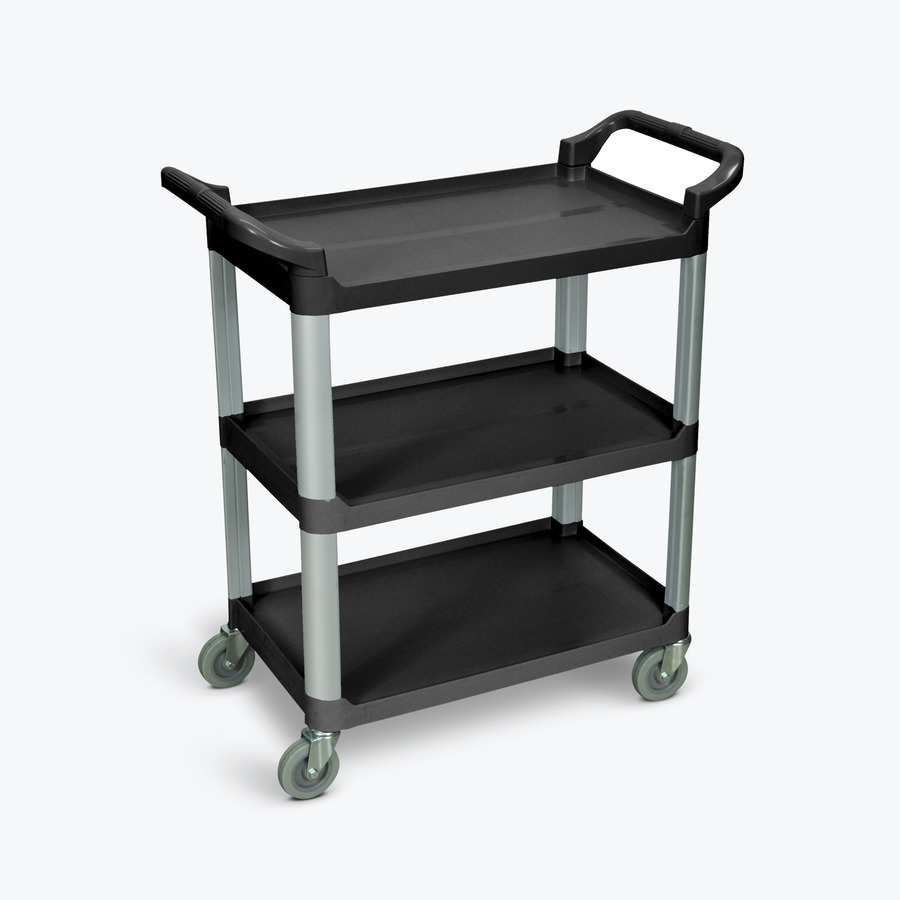 Luxor SC12-B Serving Cart, 3 Shelf, 33.5"W x 16.75"D x 36.75"H, Black