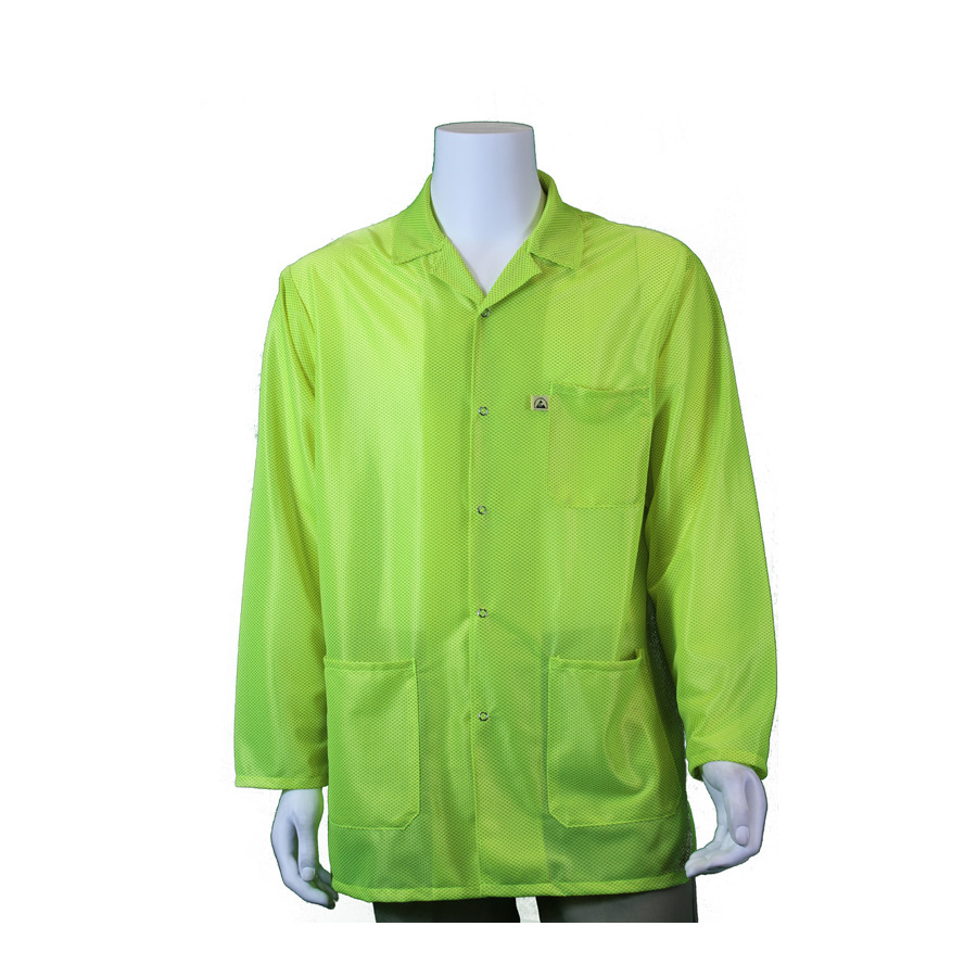 Tech Wear LOJ-HVY3-XL Jacket, ESD Safe, 3 Pocket, Hi-Vis Yellow, XL