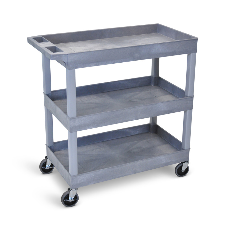 Luxor EC111-G Tub Cart, 3 Shelf, 32"x18", Gray