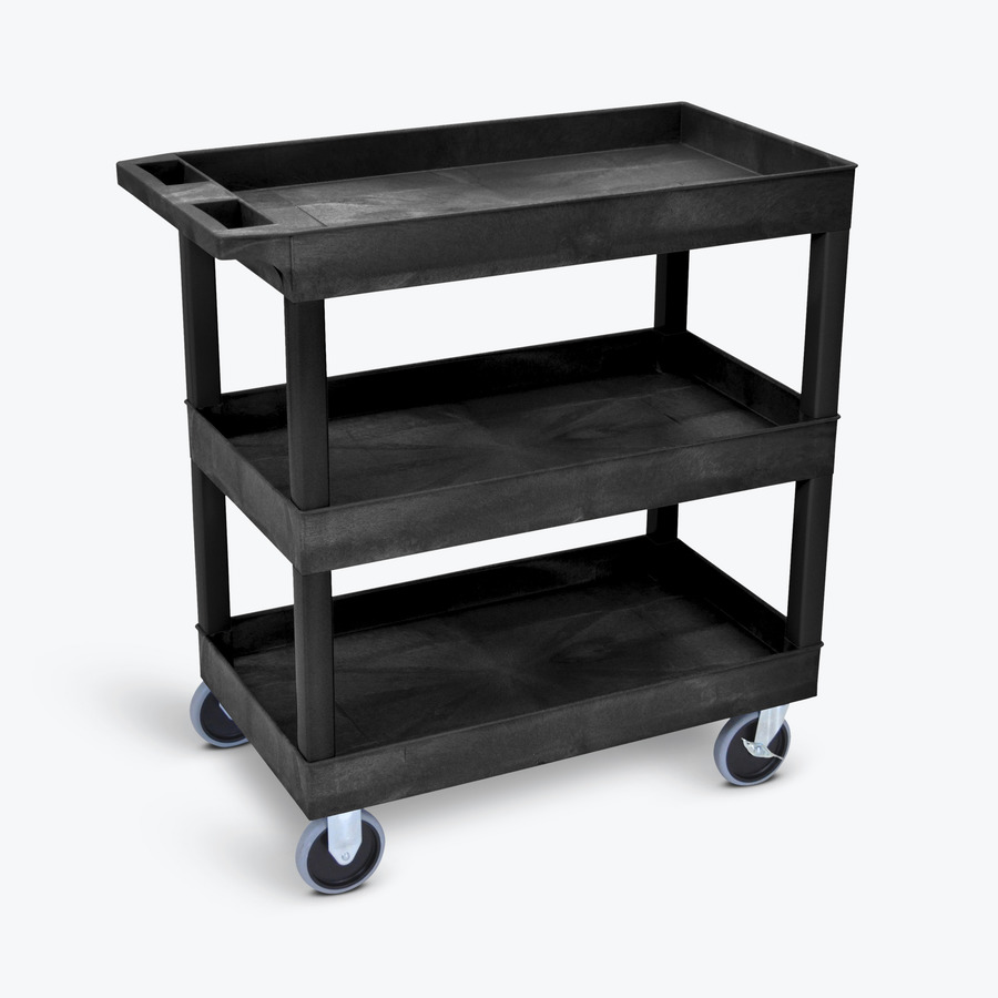 Luxor EC111HD-B Tub Cart, 3 Shelf, 32"x18", Black