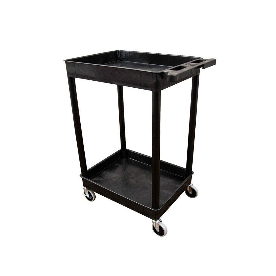 Luxor STC11-B Utility Tub Cart, 2 Shelf, 24"Wx18"Dx37.5"H, Black