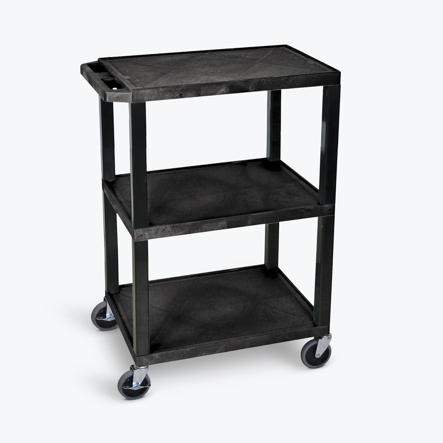 Luxor WT34S Utility Cart, 3 Shelf, Tuffy, 24"Wx18"Dx34"H, Black