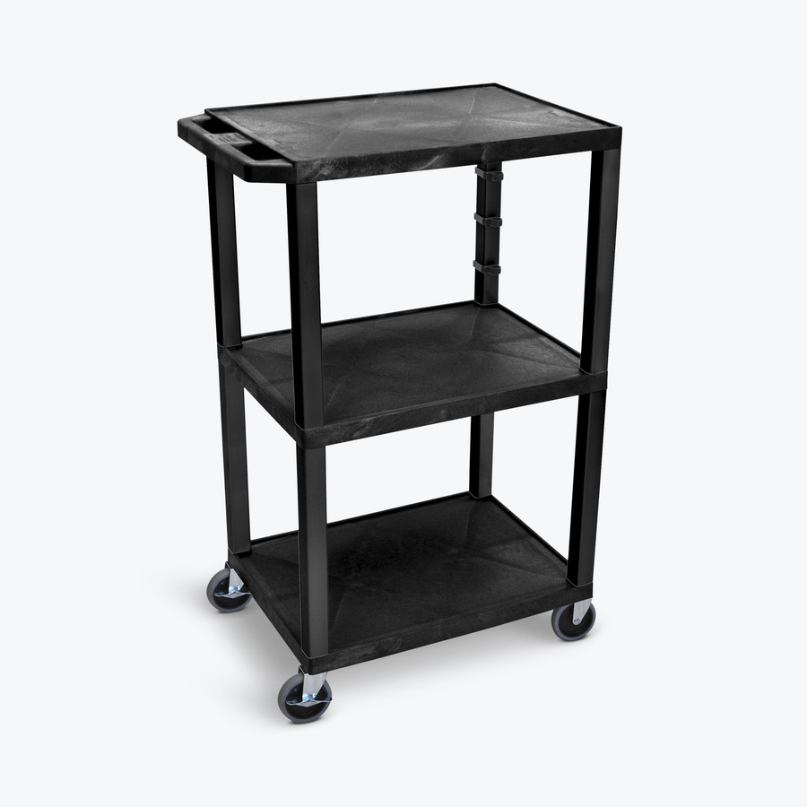 Luxor WT42 AV Cart, 3 Shelf, 24"Wx18" x42.5"H, Black