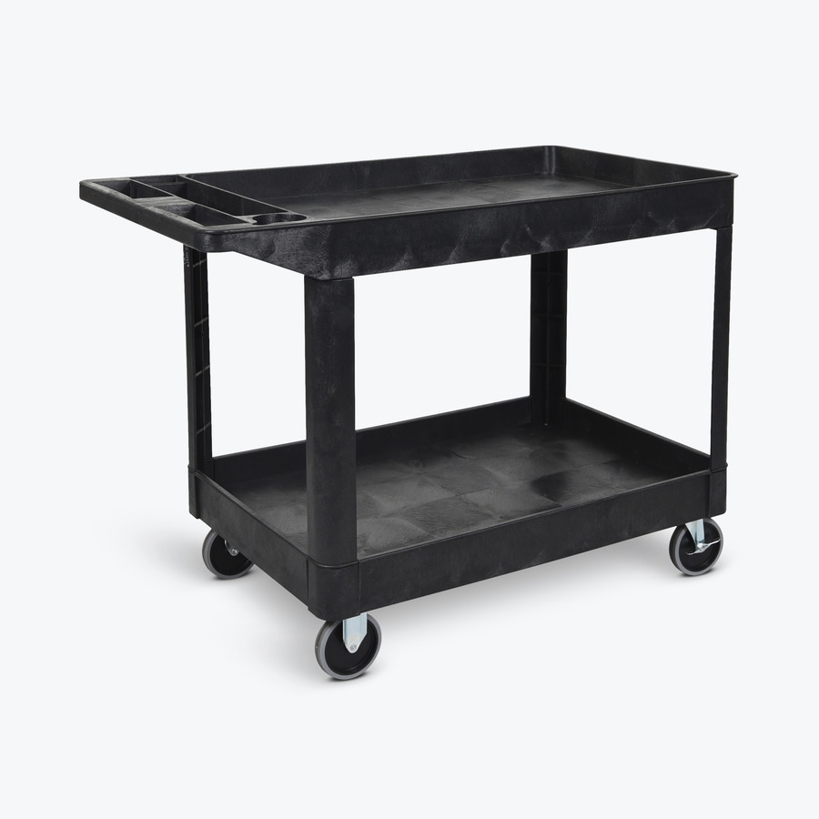 Luxor XLC11-B Utility Cart, Heavy-Duty, 2 Shelf, 24.5"Wx45.5"Lx33"H, Black