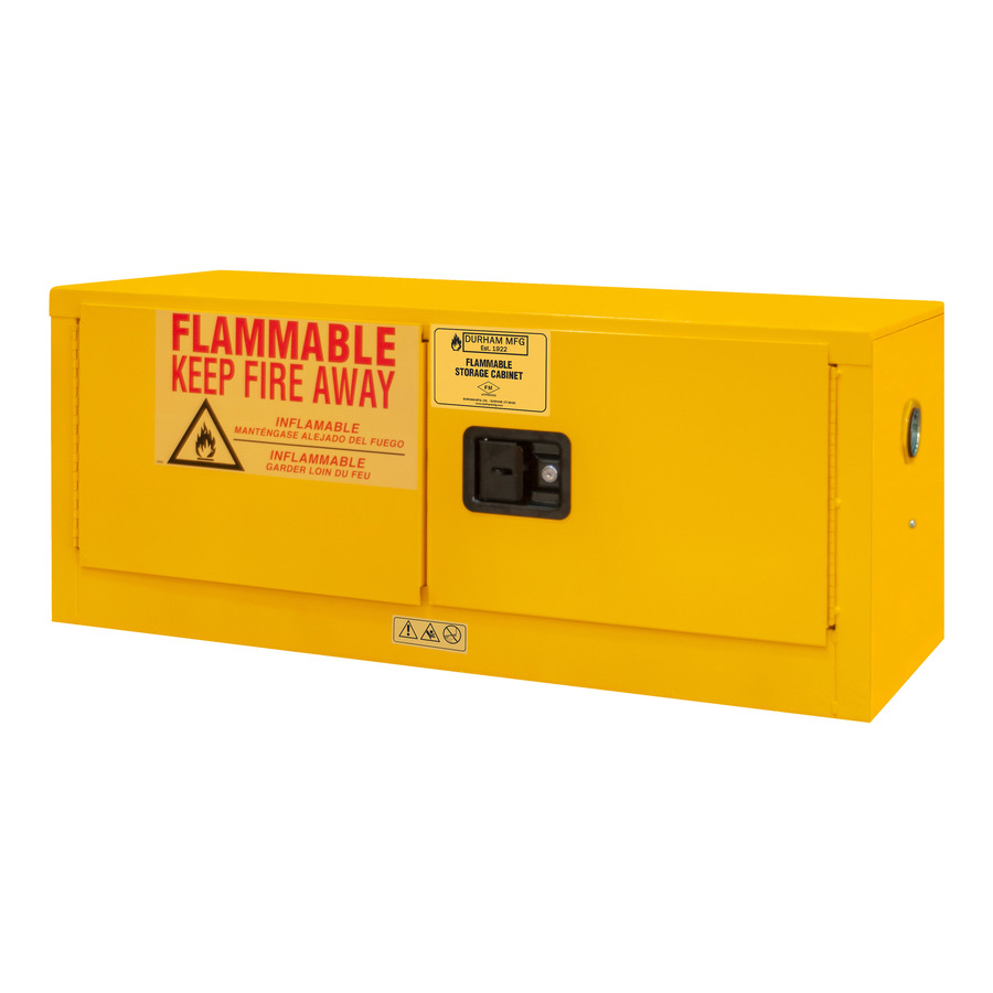 Durham Mfg 1012MH-50 Flammable Storage Cabinet, 12 Gal, 1 SF/2 Door, Man., 43x18x17.938" Yel