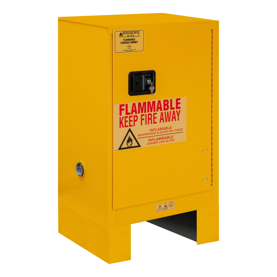 Durham Mfg 1012ML-50 Flammable Storage Cabinet, Legs, 12 Gal, 1 SF/1 Door, Man., 23x18x41" Yellow