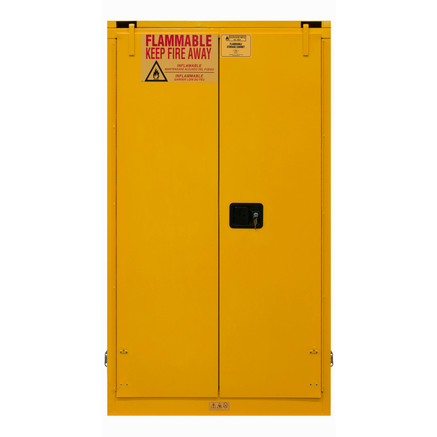 Durham Mfg 1060S-50 Flammable Storage Cabinet, 60 Gal., 2 SF/2 DR, SC, 34"x34"x66.375", Yel