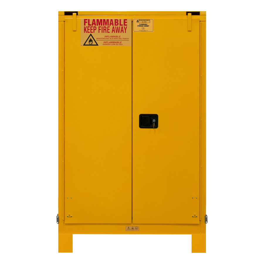 Durham Mfg 1090SL-50 Flammable Storage Cabinet, Legs, 90 Gal, 2 SF/2 DR, SC, 43"x34"x72.375", Yel