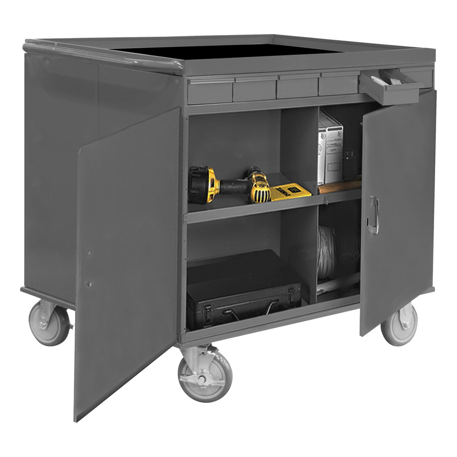 Durham Mfg 662-95 Stock Cart, 2 Sided , 12 Bins, 12 Drawers, Gray, 34"x24"x34"