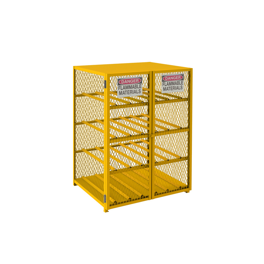 Durham Mfg EGCC12-SC-50 Gas Cylinder Cabinet, Horiz., Cap. 12, SC, 51.75"x42.188"x71.875, Yel