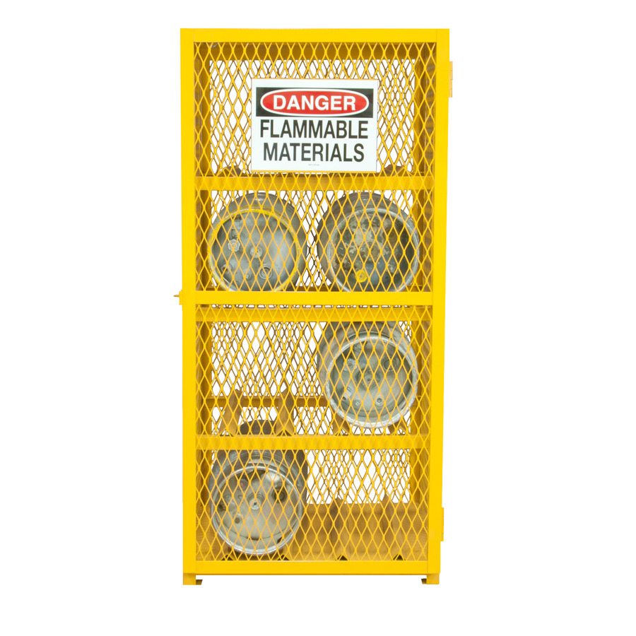 Durham Mfg EGCC8-50 Gas Cylinder Cabinet, Horiz.,Cap. 8, Manual, 30"x30.188"x71.875", Yel