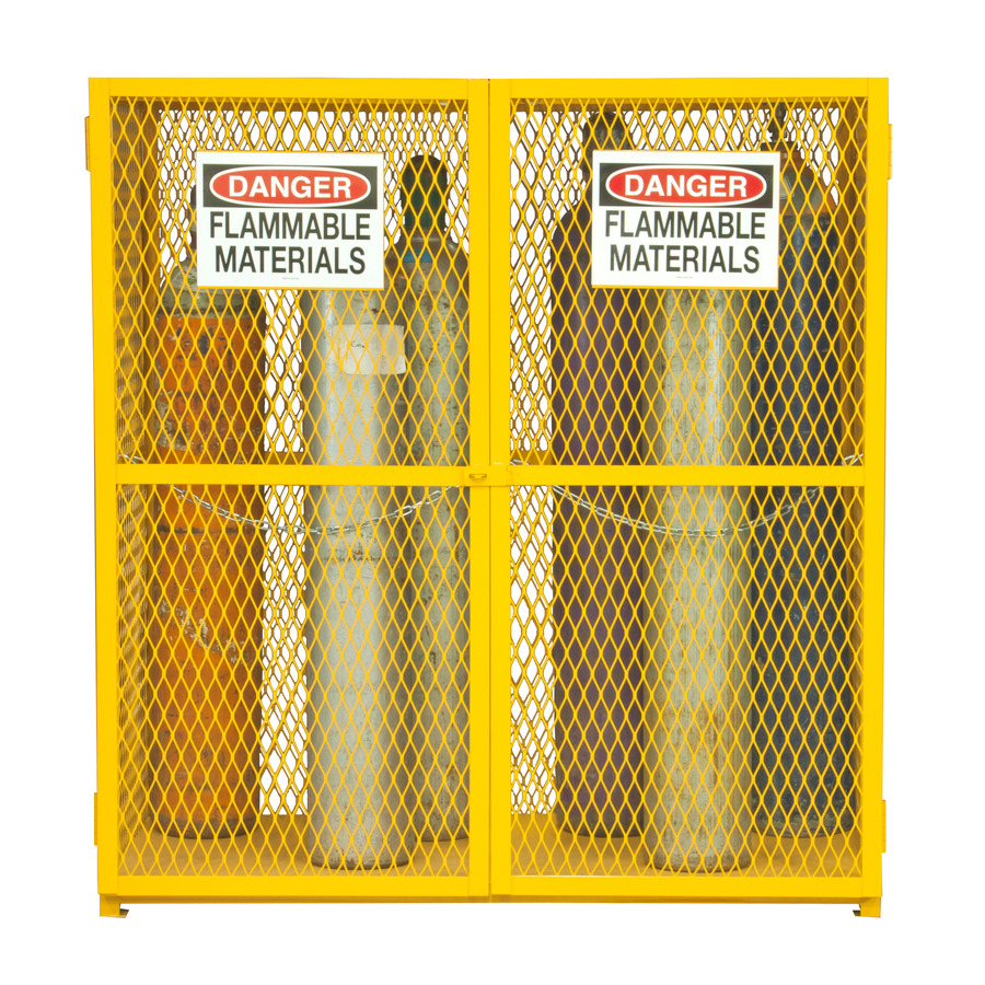 Durham Mfg EGCVC18-50 Gas Cylinder Cabinet, Vertical, Cap. 18, Manual, Yellow