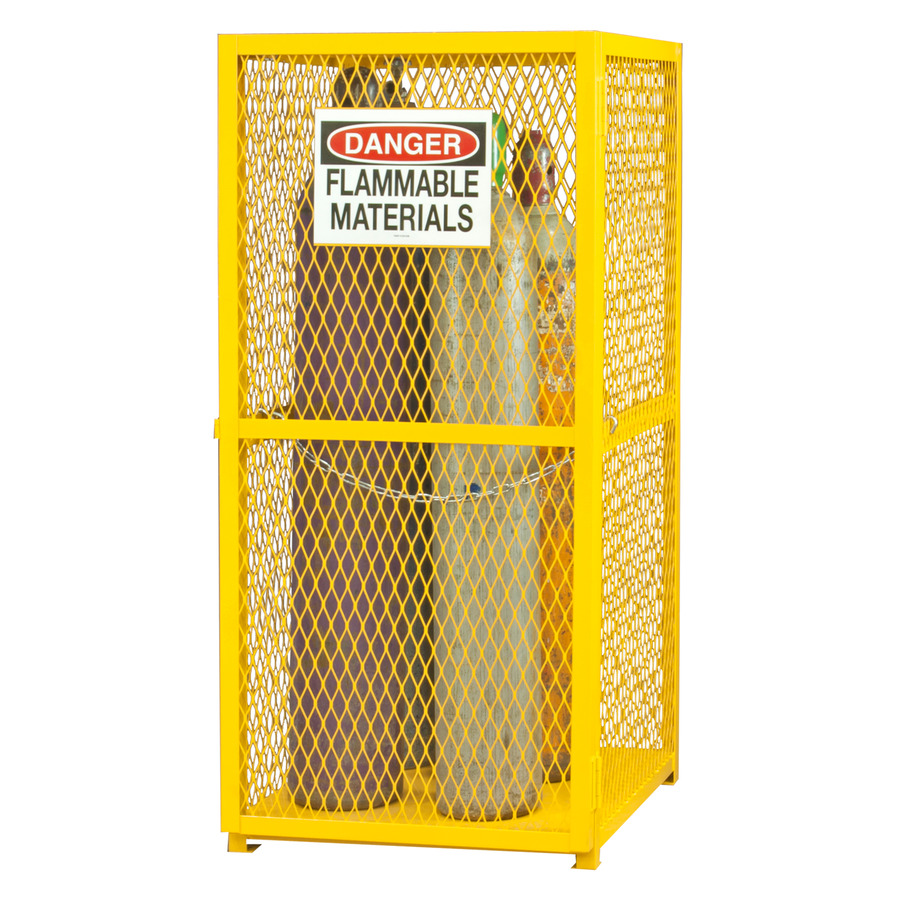 Durham Mfg EGCVC9-50 Gas Cylinder Cabinet, Vertical, Cap. 9, Manual, Yellow