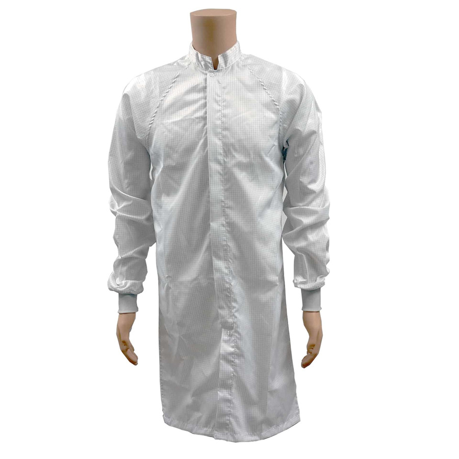 Transforming Technologies JLM6207WH ESD-Safe Cleanroom Frock with ESD Knit Cuffs, 3X-Large, White