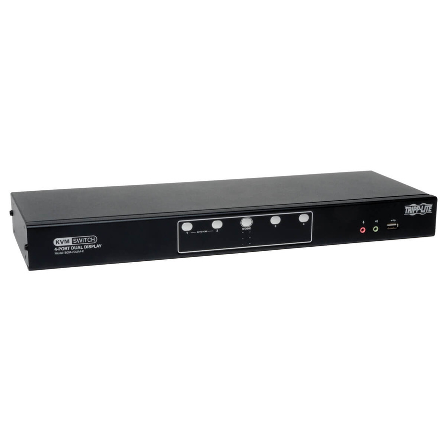 Tripp Lite B004-2DUA4-K 4-Port Dual Monitor DVI KVM Switch with Audio and USB 2.0 Hub, Cables included