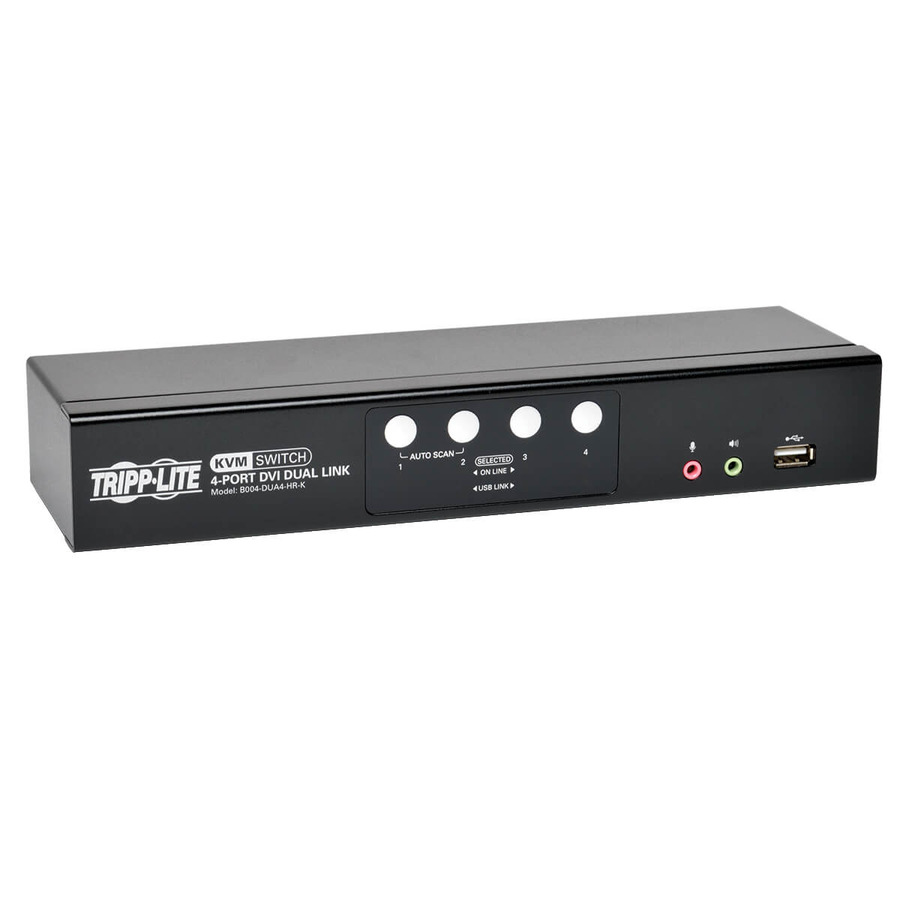 Tripp Lite B004-DUA4-HR-K 4-Port DVI Dual-Link / USB KVM Switch with Audio and Cables