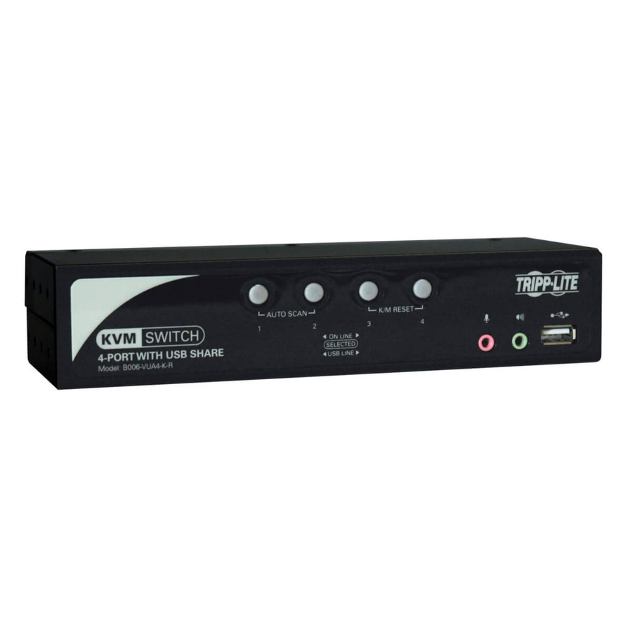 Tripp Lite B006-VUA4-K-R 4-Port KVM Switch with Audio, OSD and Peripheral Sharing