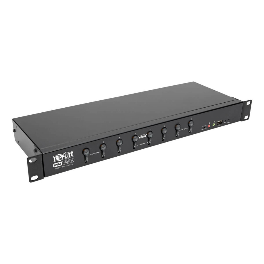 Tripp Lite B024-DUA8-DL 8-Port DVI/USB KVM Switch with Audio and USB 2.0 Peripheral Sharing, 1U Rack-Mount, Dual-Link, 2560 x 1600