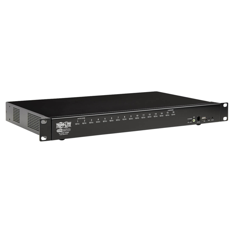 Tripp Lite B024-HU16 16-Port HDMI/USB KVM Switch with Audio/Video and USB Peripheral Sharing, 1U Rack-Mount