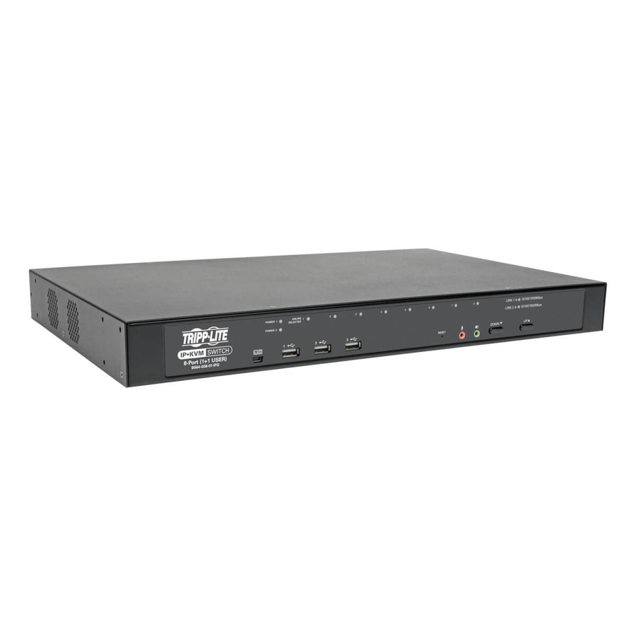 Tripp Lite B064-008-01-IPG 8-Port Cat5 KVM over IP Switch with Virtual Media - 1 Local & 1 Remote User, 1U Rack-Mount, TAA