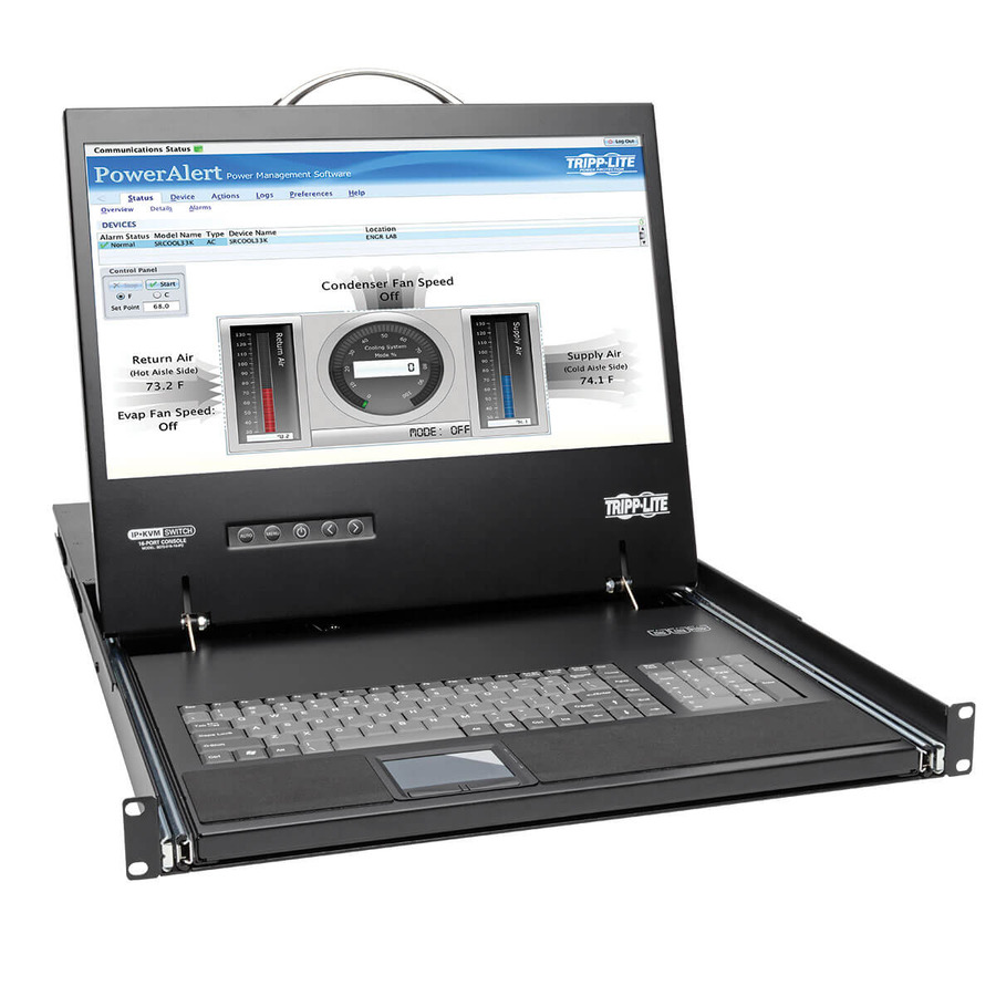 Tripp Lite B070-016-19-IP2 NetCommander 16-Port Cat5 KVM over IP Switch - 19 in. LCD, 2 Remote + 1 Local User, 1U Rack-Mount