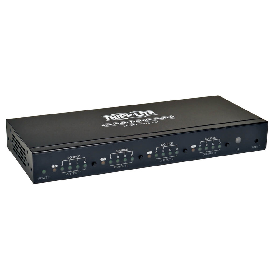 Tripp Lite B119-4X4 4x4 HDMI Matrix Switch with Remote Control - 1080p @ 60 Hz (HDMI 4xF/4xF), TAA