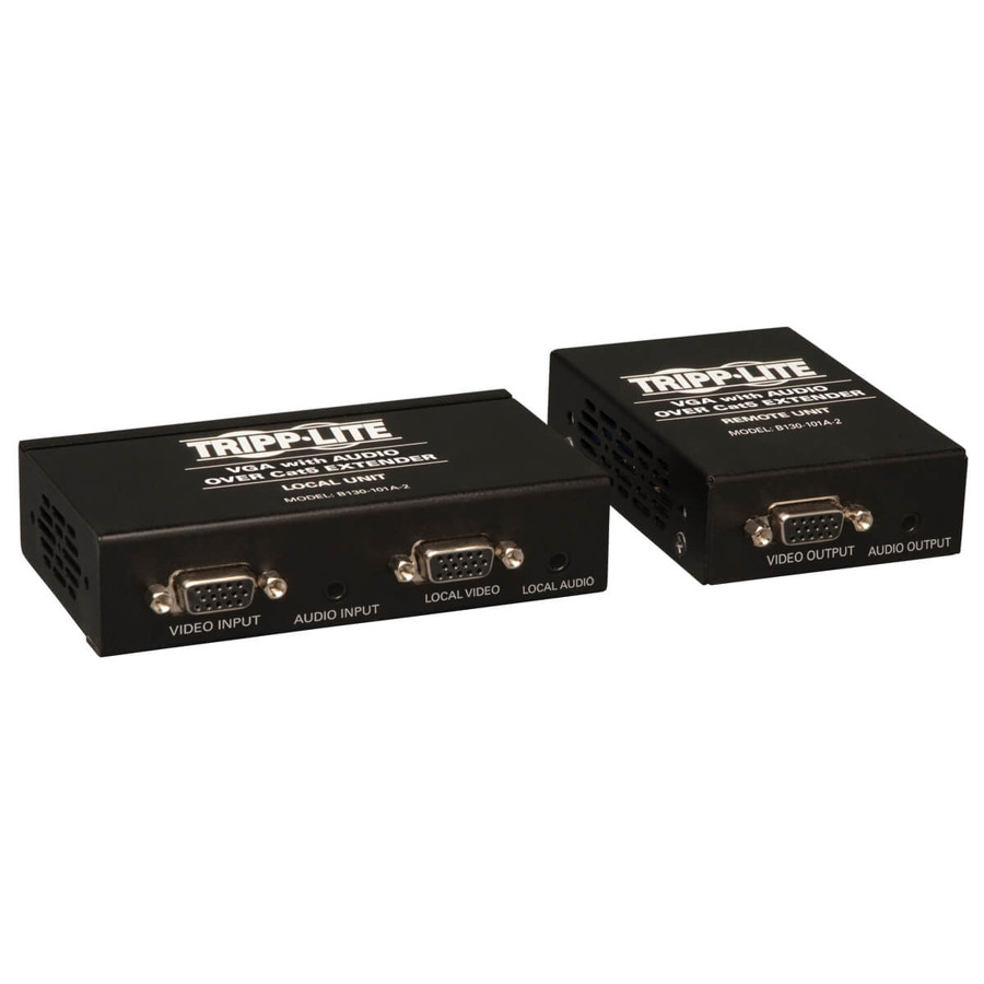 Tripp Lite B130-101A-2 VGA over Cat5/6 Extender Kit, Box-Style Transmitter/Receiver for Video/Audio, Up to 1000 ft. (305 m), TAA