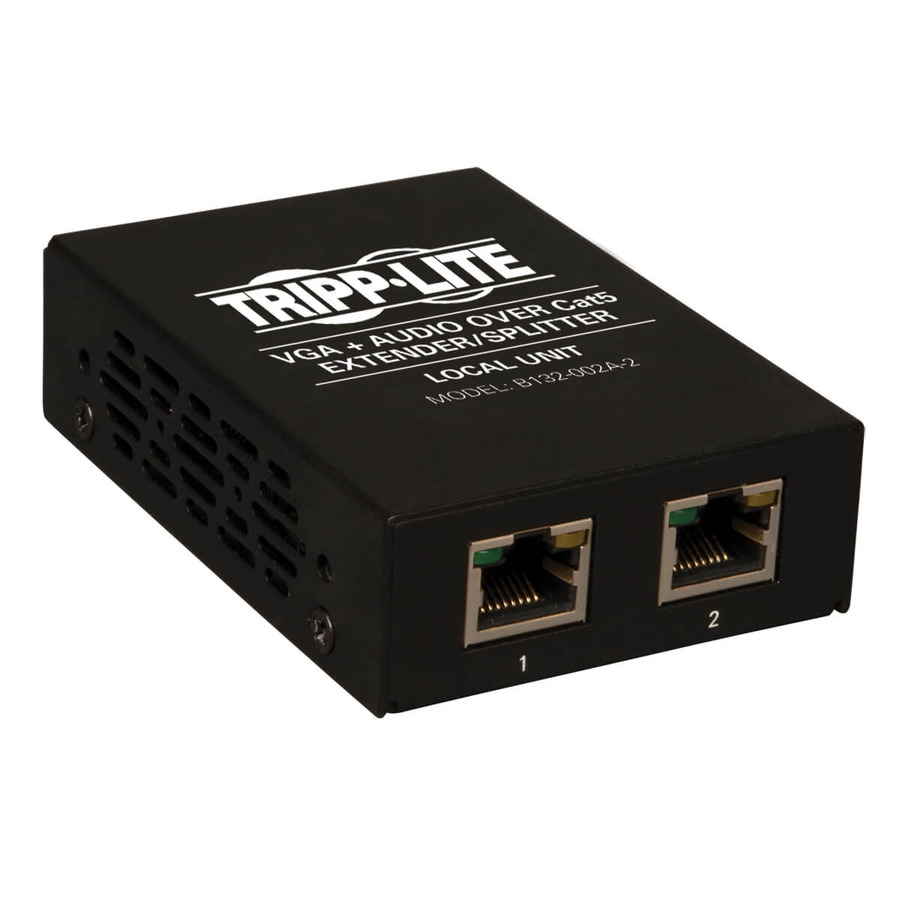 Tripp Lite B132-002A-2 2-Port VGA over Cat5/6 Splitter/Extender, Box-Style Transmitter for Video/Audio, Up to 1000 ft. (305 m), TAA