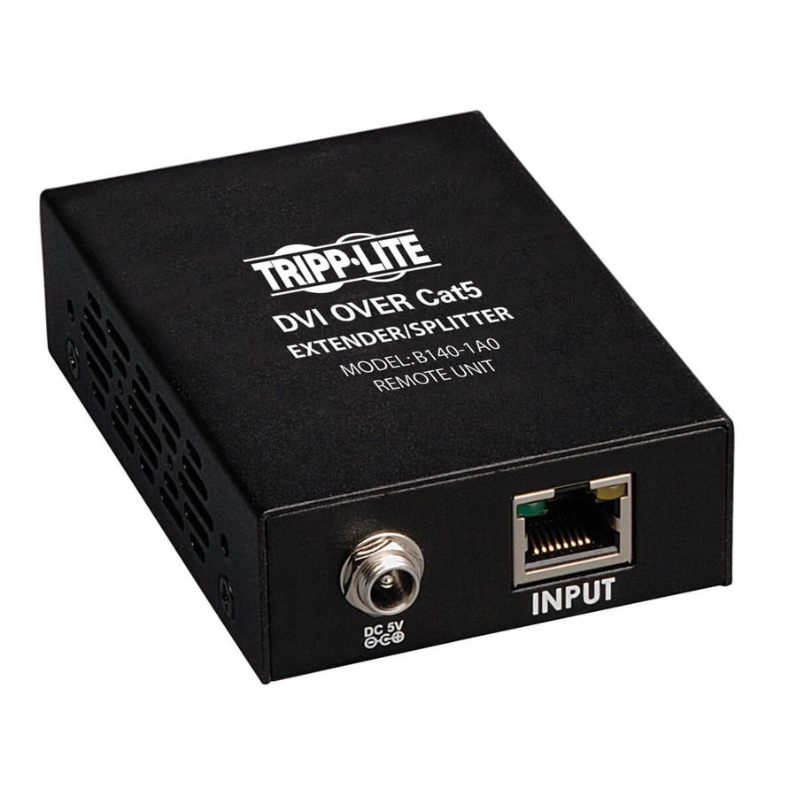 Tripp Lite B140-1A0 DVI over Cat5/6 Active Extender, Box-Style Remote Receiver for Video, DVI-I Single Link, Up to 200 ft. (60 m), TAA