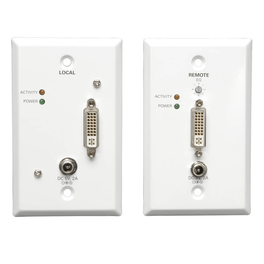 Tripp Lite B140-1A1-WP DVI over Cat5/Cat6 Active Extender Kit, Wallplate Transmitter and Receiver, 1920x1080 60 Hz, Up to 200 ft. (60 m), TAA