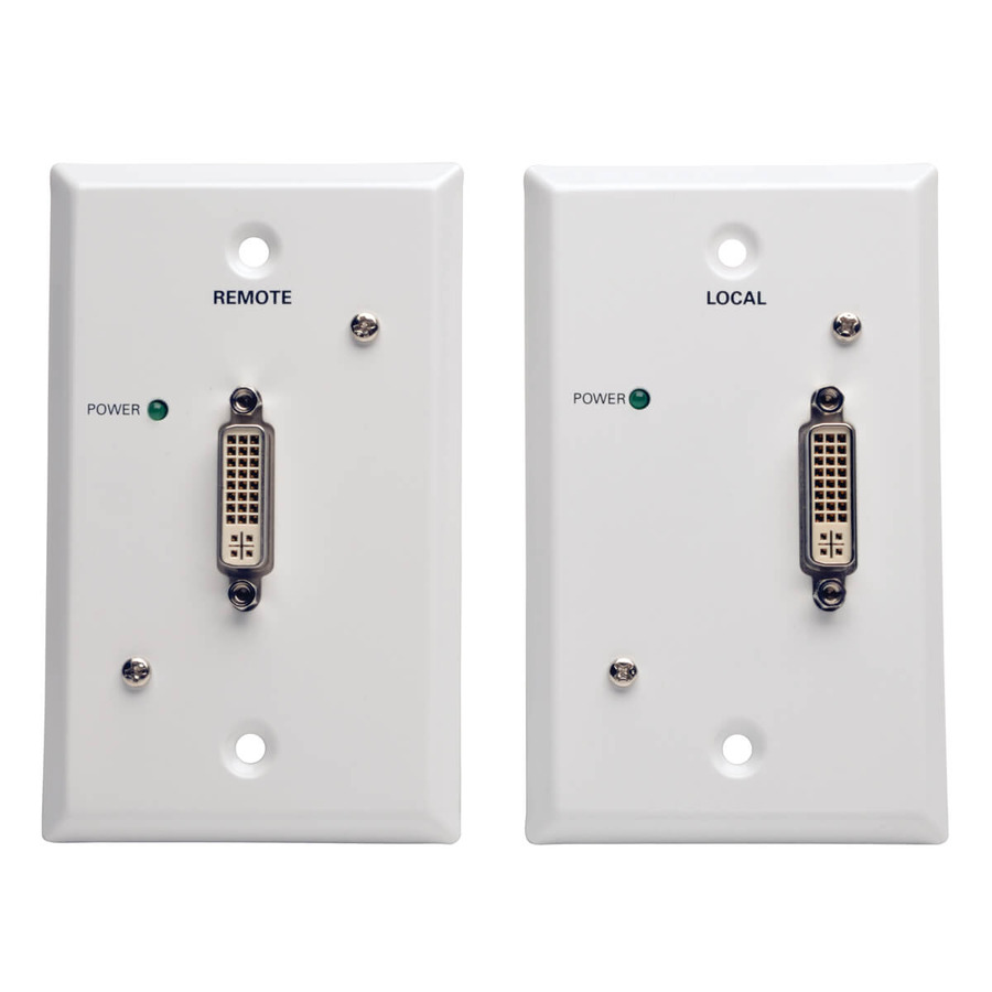 Tripp Lite B140-1P1-WP-1 DVI over Cat5/Cat6 Passive Extender Wallplate Kit, Transmitter and Receiver, 1920x1080 60Hz, Up to 100 ft. (30 m), TAA