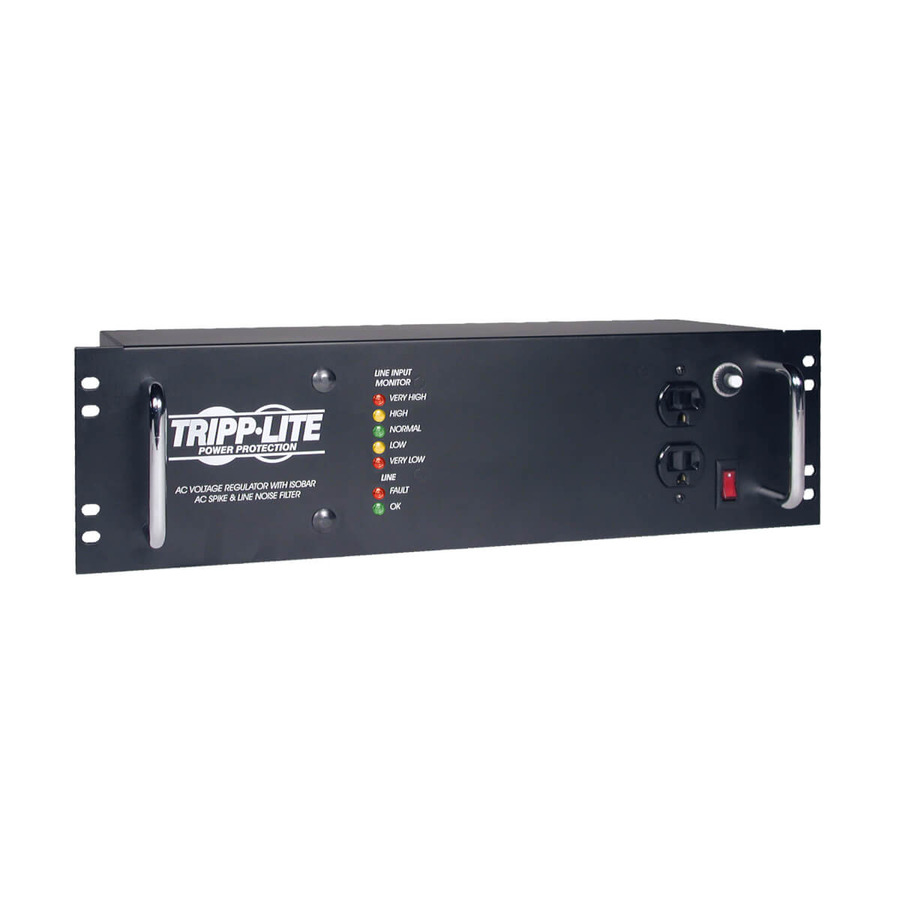 Tripp Lite LCR2400 2400W 120V 3U Rack-Mount Power Conditioner with Automatic Voltage Regulation (AVR), AC Surge Protection, 14 Outlets