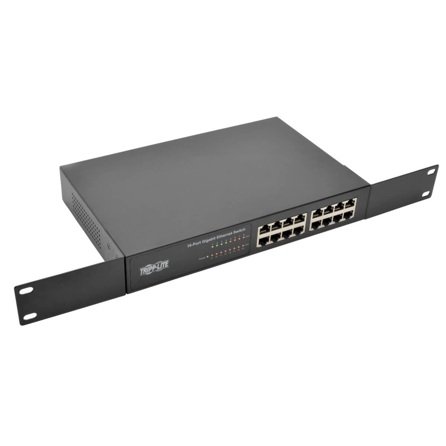 Tripp Lite NG16 16-Port 10/100/1000 Mbps 1U Rack-Mount/Desktop Gigabit Ethernet Unmanaged Switch, Metal Housing