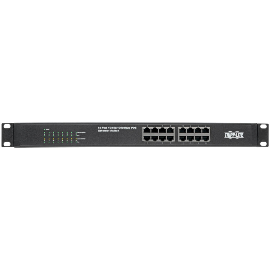 Tripp Lite NG16POE 16-Port 10/100/1000 Mbps 1U Rack-Mount/Desktop Gigabit Ethernet Unmanaged Switch with PoE+, 230W, Metal Housing