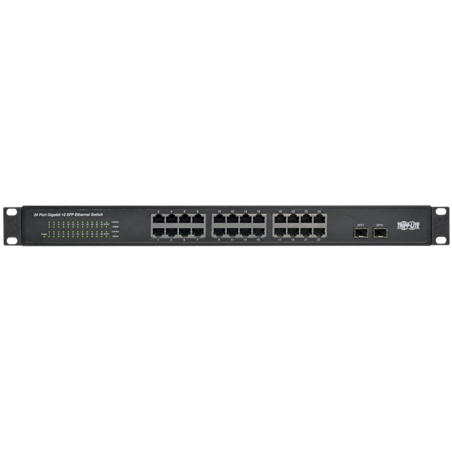 Tripp Lite NG24 24-Port 10/100/1000 Mbps 1U Rack-Mount/Desktop Gigabit Ethernet Unmanaged Switch, 2 Gigabit SFP Ports, Metal Housing