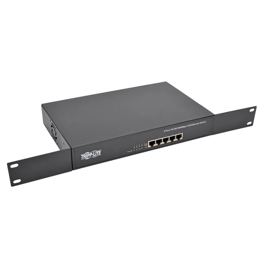 Tripp Lite NG5POE 5-Port 10/100/1000 Mbps 1U Rack-Mount/Desktop Gigabit Ethernet Unmanaged Switch with PoE+, 75W