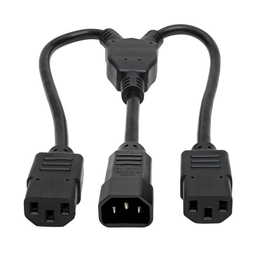 Tripp Lite P004-18N-2C13 Power Cord Splitter, C14 to 2xC13 PDU Style - 10A, 250V, 18 AWG, 18-in. (45.72 cm), Black