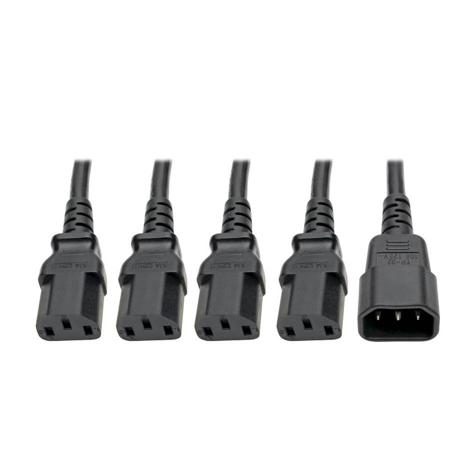 Tripp Lite P004-18N-4XC13 Power Cord Splitter, C14 to 4xC13 PDU Style - 10A, 250V, 18 AWG, 18-in. (45.72 cm), Black