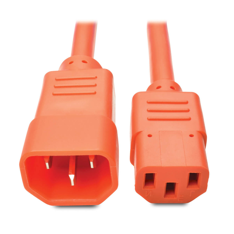 Tripp Lite P005-002-AOR Heavy-Duty PDU Power Cord, C13 to C14 - 15A, 250V, 14 AWG, 2 ft. (0.61 m), Orange