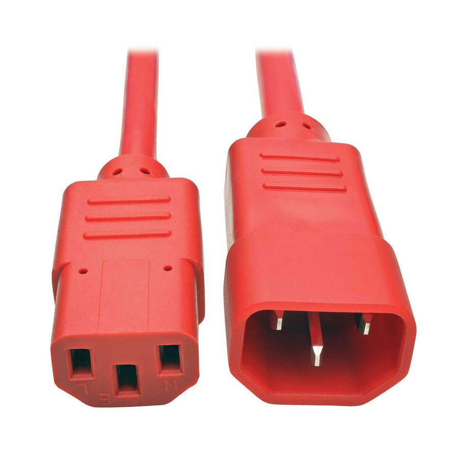 Tripp Lite P005-003-ARD Heavy-Duty PDU Power Cord, C13 to C14 - 15A, 250V, 14 AWG, 3 ft. (0.91 m), Red