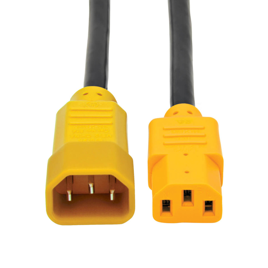 Tripp Lite P005-006-YW Heavy-Duty PDU Power Cord, C13 to C14 - 15A, 250V, 14 AWG, 6 ft. (1.83 m), Yellow Plugs